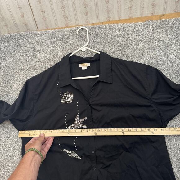 Vintage Y2K Tia Designs Shirt 1X Sea Shell Starfish Embellished Nautical Chic - Picture 3 of 9